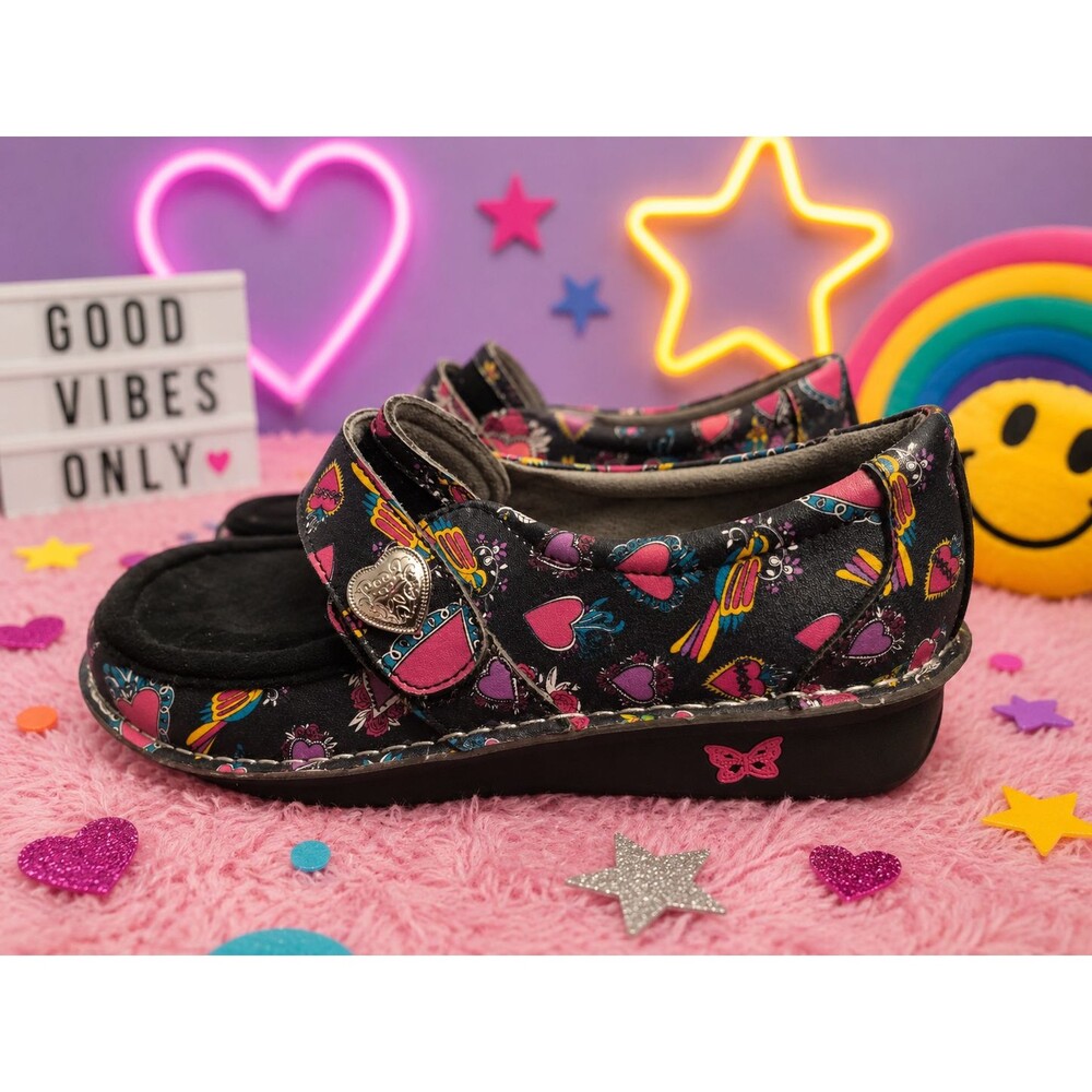 Alegria Leather Slip-Ons Marie Frida Hearts Women’s Size 38 US 7.5